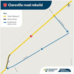 Road rebuild State Highway 2 Clareville begins early May